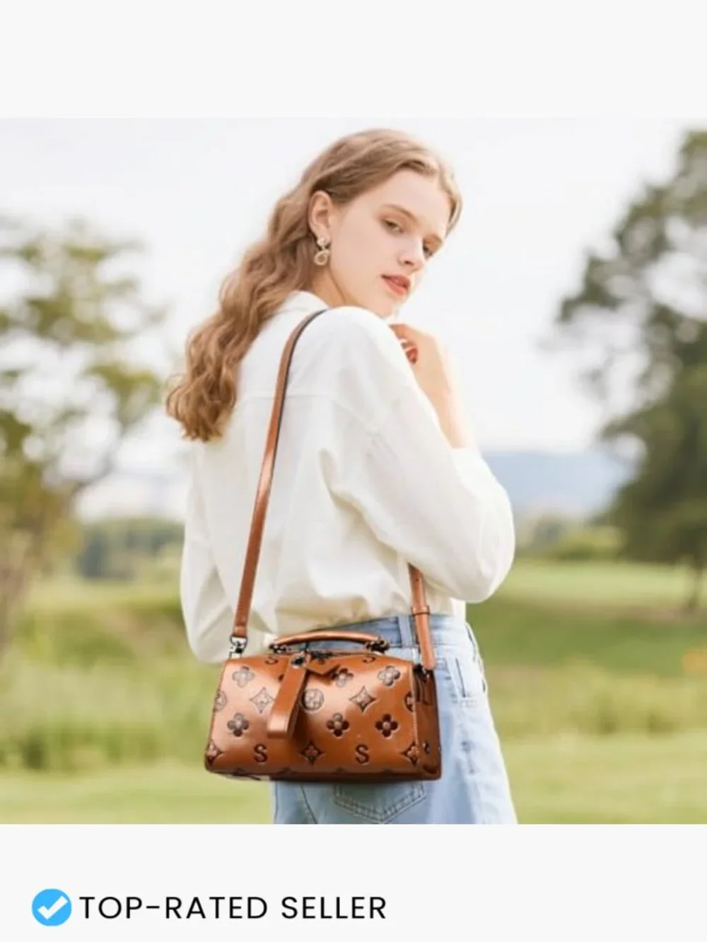 Small Embossed Top Handle Satchel Crossbody Bag Shoulder Purse Tote Clutch